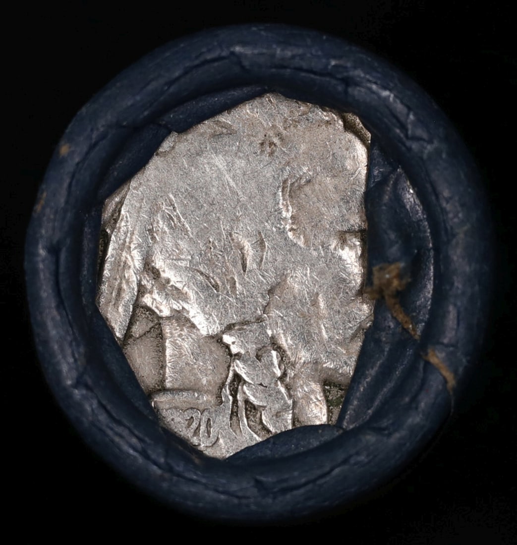 Buffalo Nickel Shotgun Roll in Old Bank Style 'Bell Telephone' Wrapper 1920 & S Mint Ends - 2