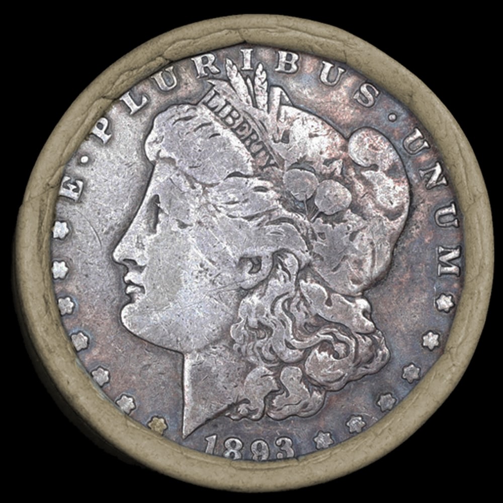 Circ Morgan Silver Dollar Roll By SEARS 10 Coin 1893/'P' Rev Ends - 2