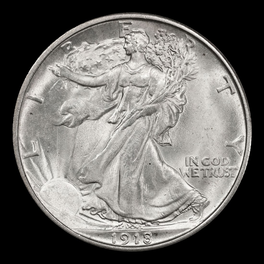 1918-p Walking Liberty Half Dollar 50c ms64+ SEGS - 2