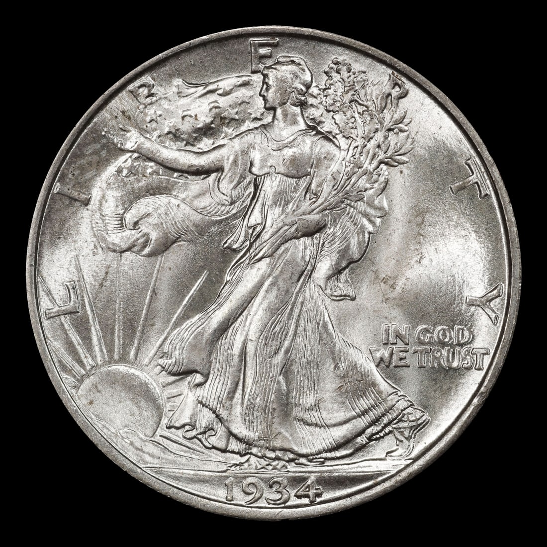 1934-d Walking Liberty Half Dollar Near Top Pop 50c ms66+ SEGS - 2