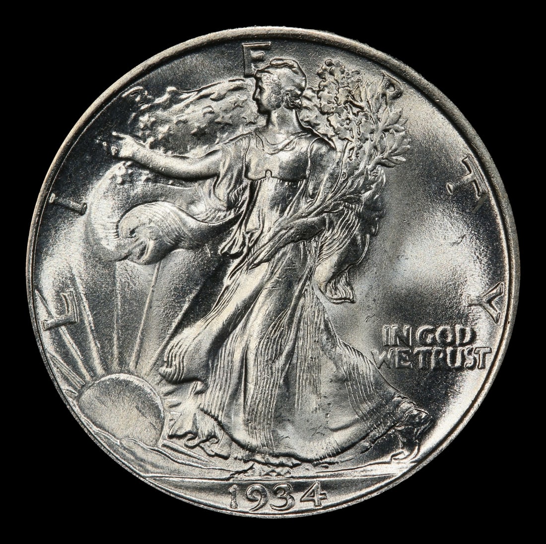1934-p Walking Liberty Half Dollar 50c Grades ms66 - 2