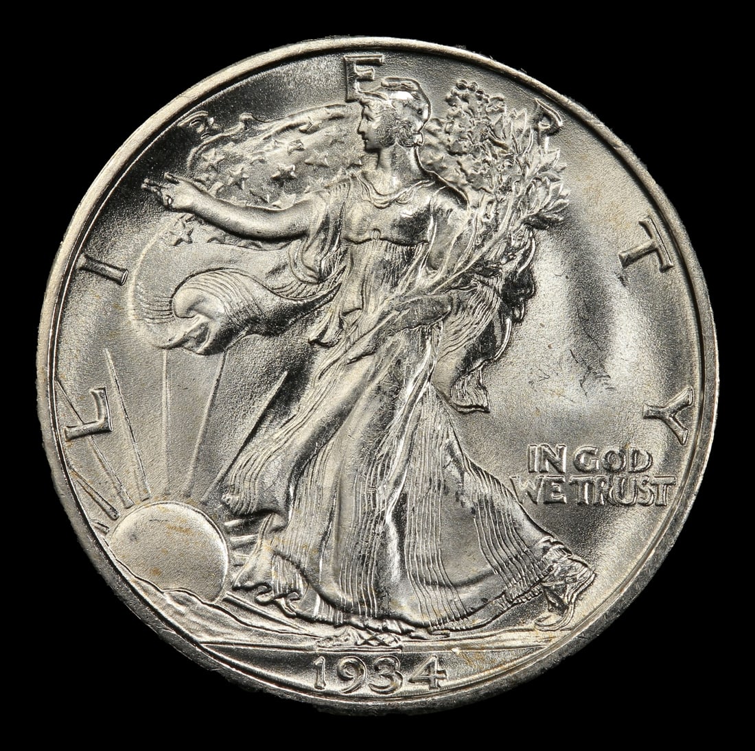 1934-s Walking Liberty Half Dollar Near Top Pop 50c ms66 SEGS - 2