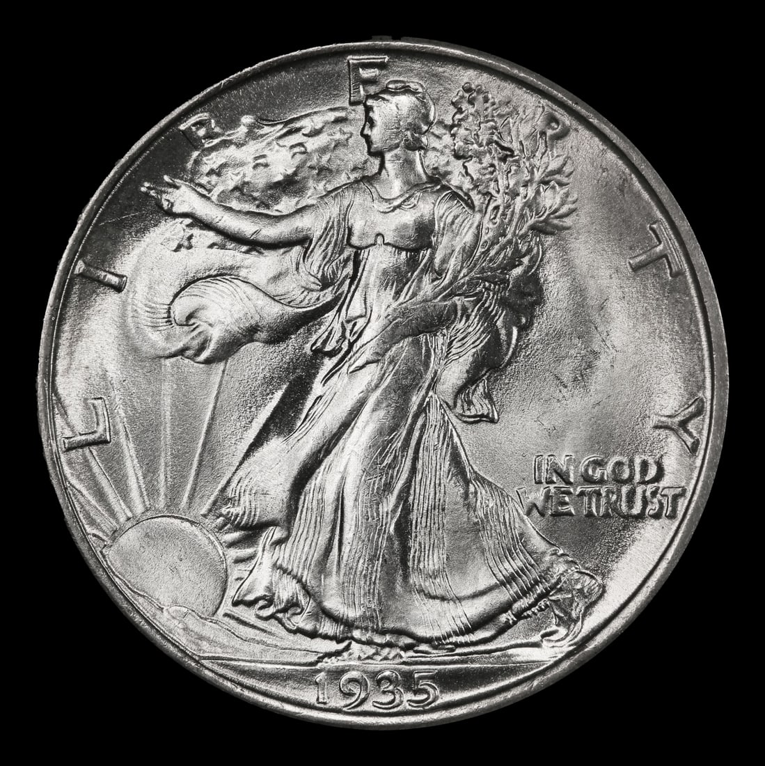 1935-d Walking Liberty Half Dollar Near Top Pop 50c ms66 SEGS - 2