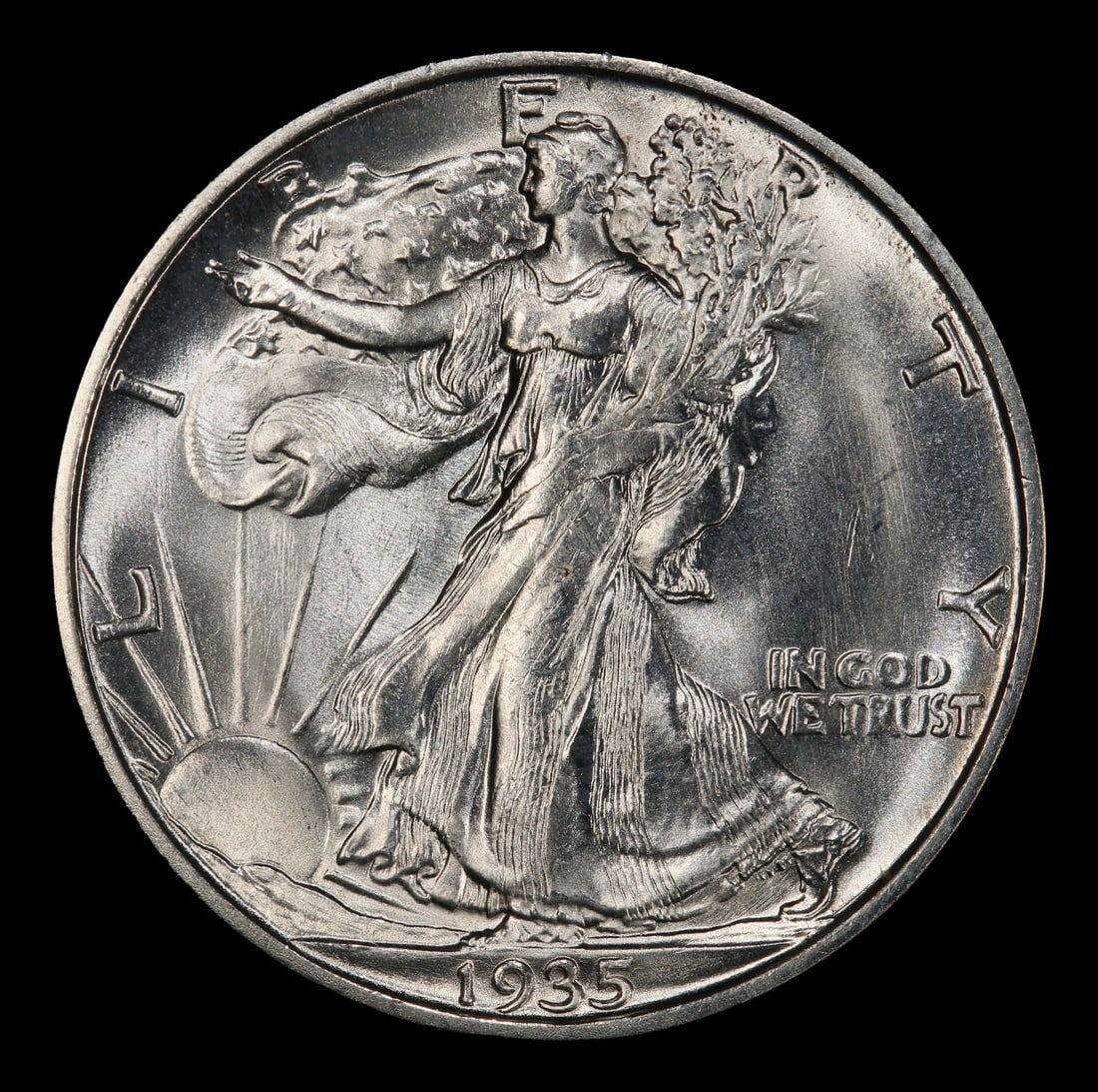 1935-s Walking Liberty Half Dollar Near Top Pop 50c ms66+ SEGS - 2