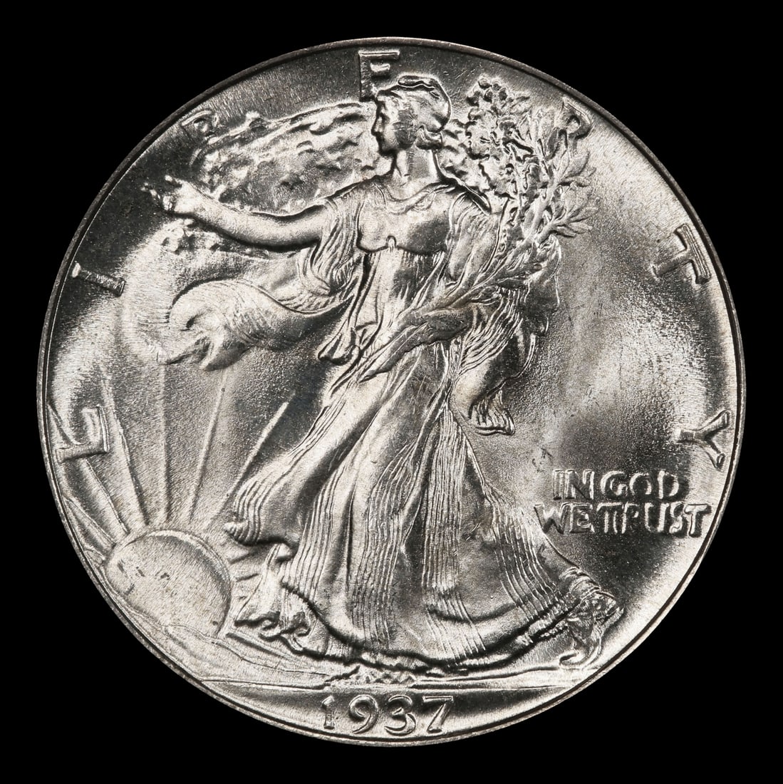 1937-p Walking Liberty Half Dollar 50c Grades ms66 - 2
