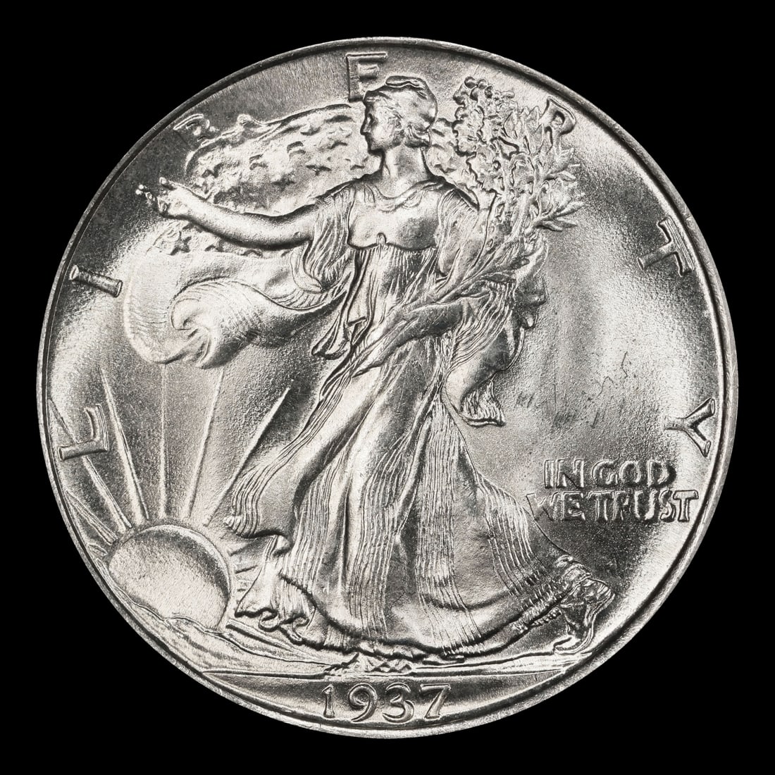 1937-p Walking Liberty Half Dollar Near Top Pop 50c ms67 SEGS - 2