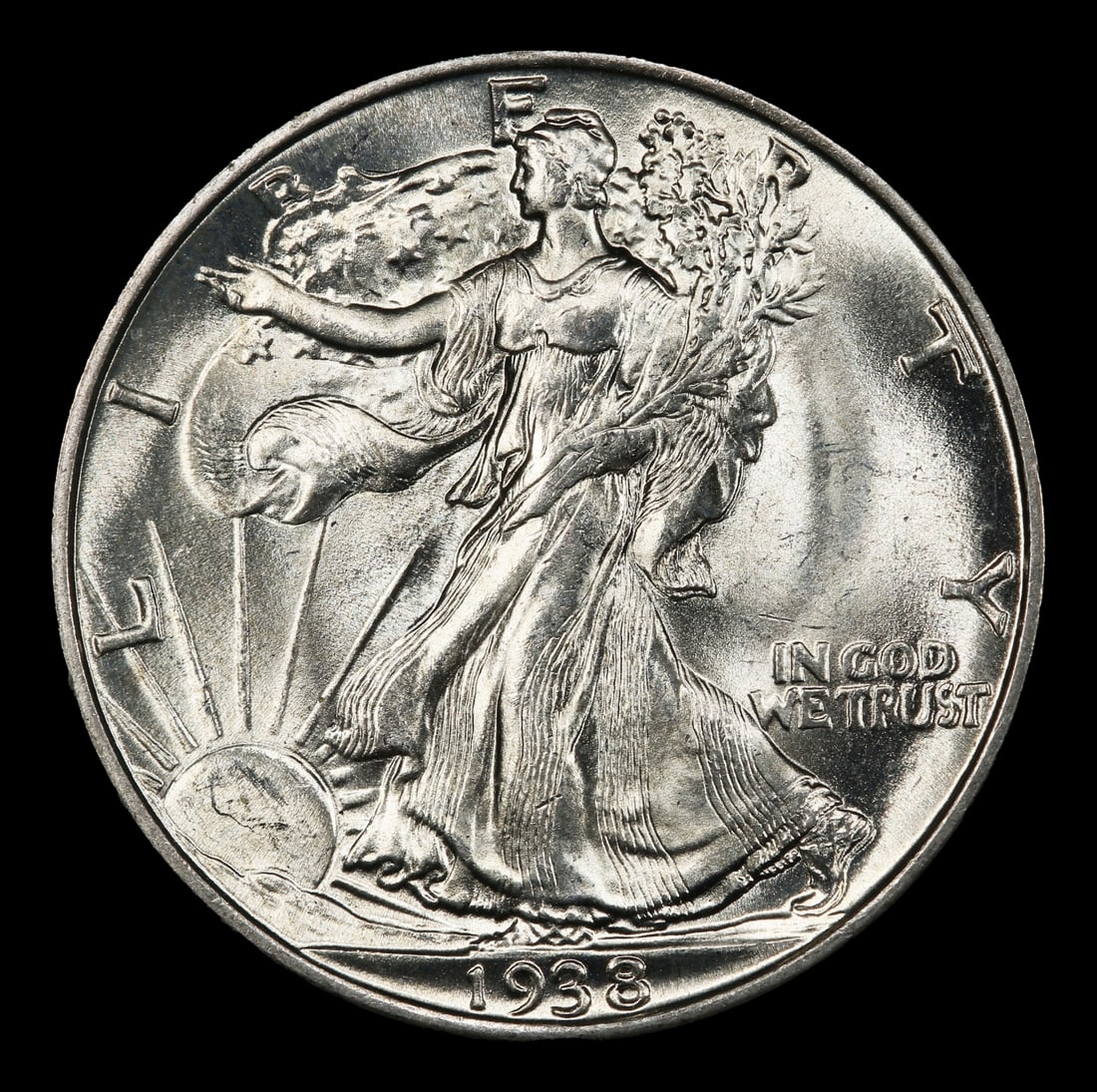 1938-p Walking Liberty Half Dollar 50c Grades ms66 - 2