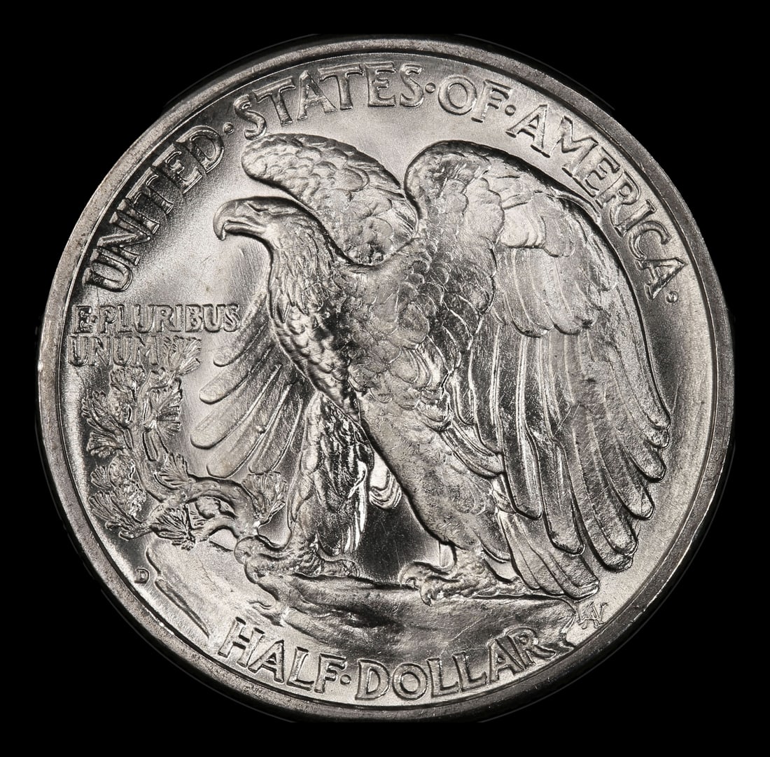 1939-d Walking Liberty Half Dollar Near Top Pop 50c ms67+ SEGS - 3