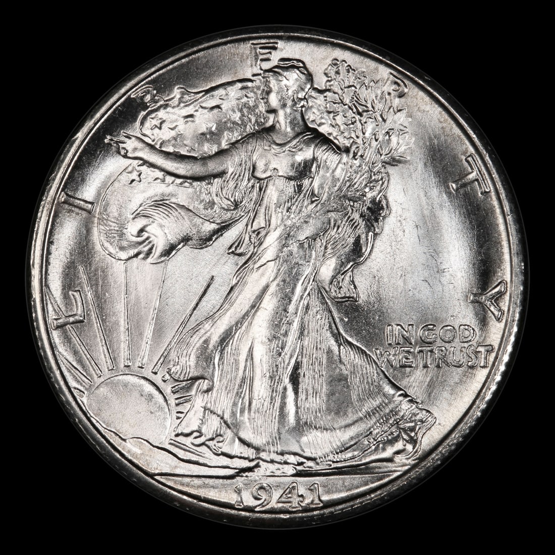 1941-s Walking Liberty Half Dollar 50c Grades ms65+ - 2