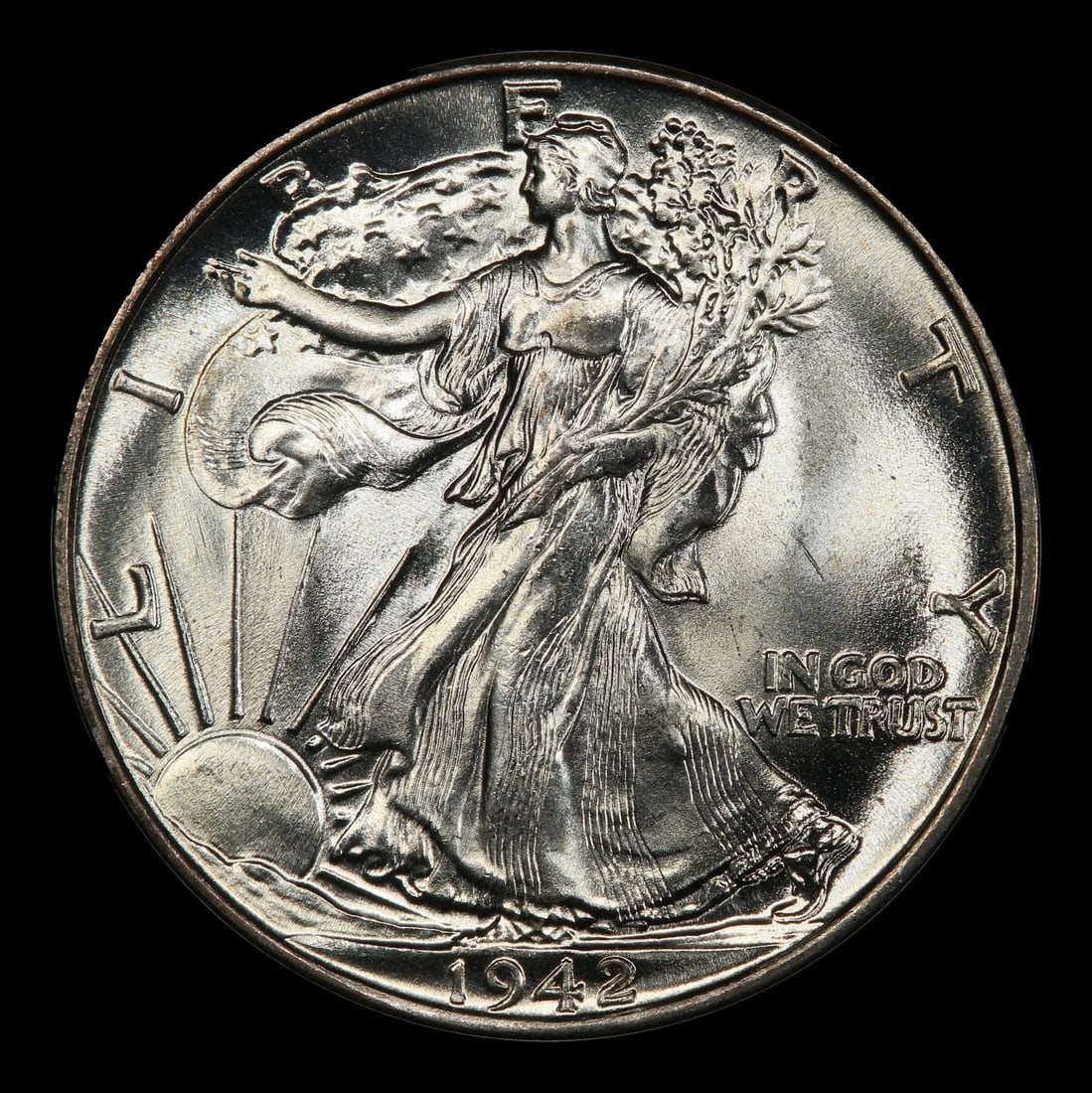 1942-p Walking Liberty Half Dollar Near Top Pop 50c ms67+ SEGS - 2