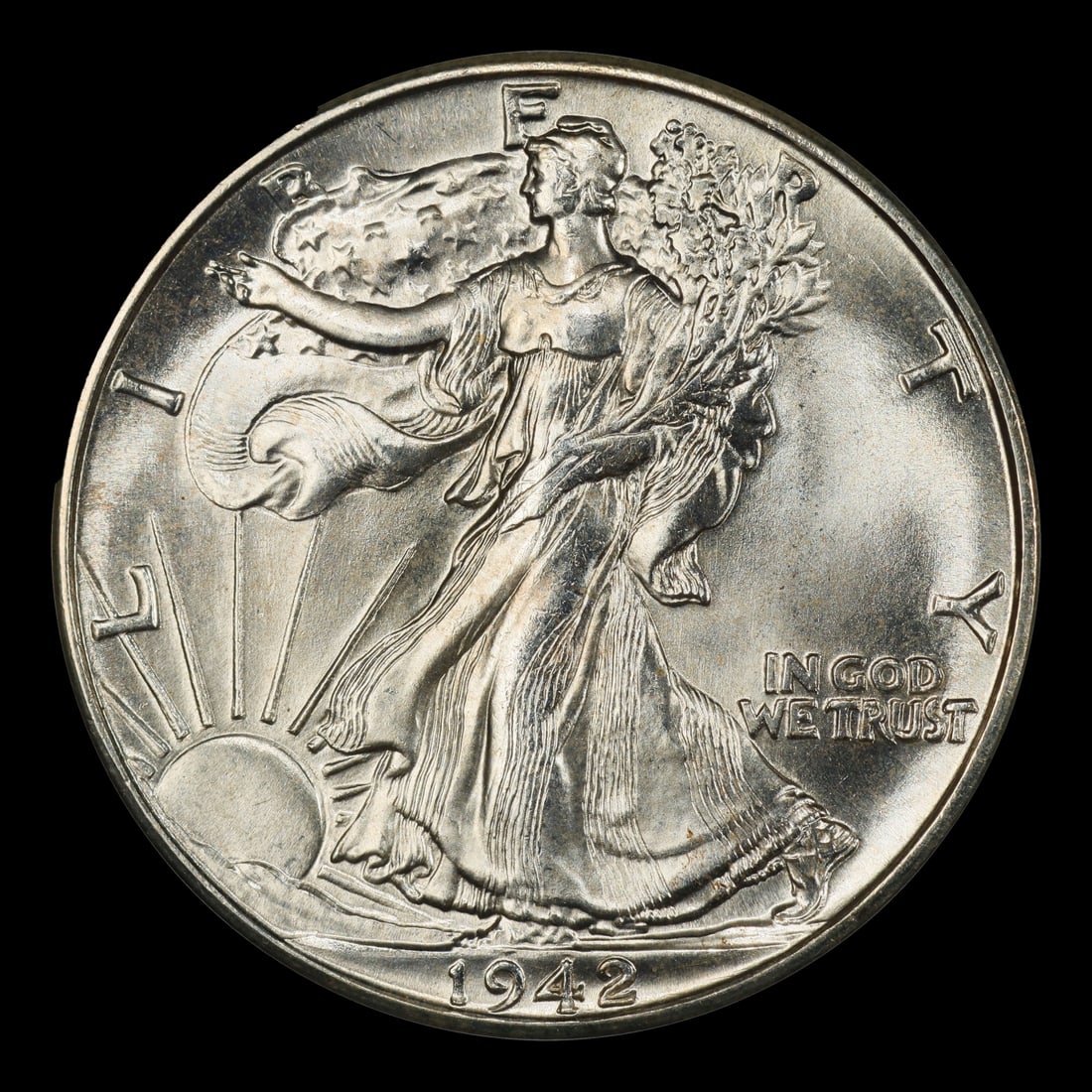 1942-p Walking Liberty Half Dollar Near Top Pop 50c ms68 SEGS - 2
