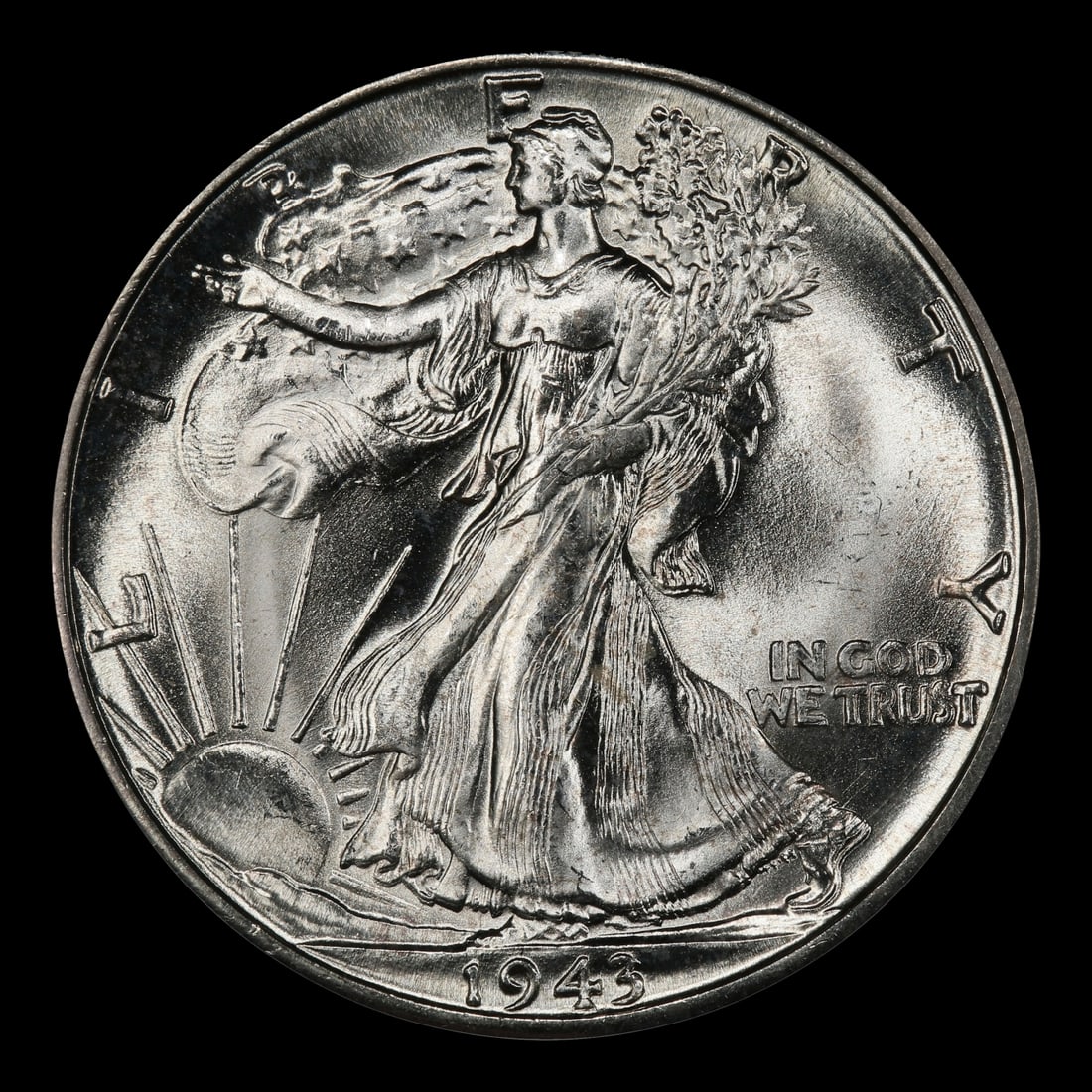 1943-d Walking Liberty Half Dollar Near Top Pop 50c ms67 SEGS - 2