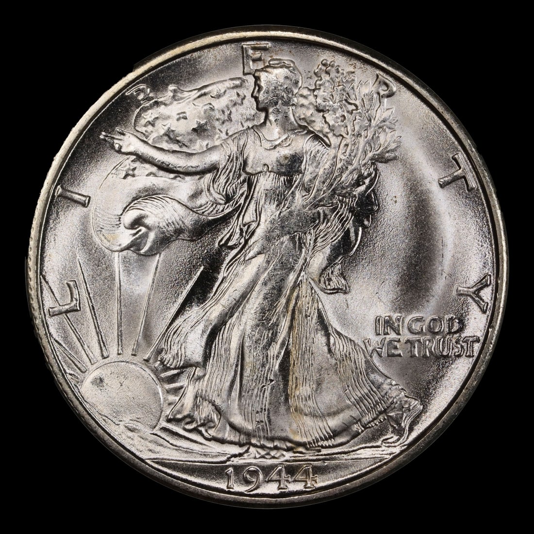 1944-s Walking Liberty Half Dollar Near Top Pop 50c Grades ms66 - 2