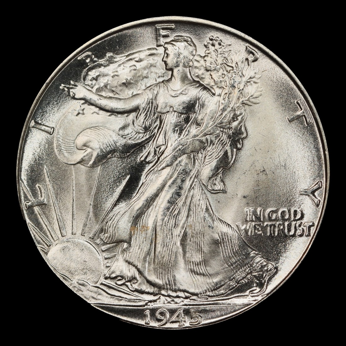 1945-d Walking Liberty Half Dollar 50c Grades ms66 - 2