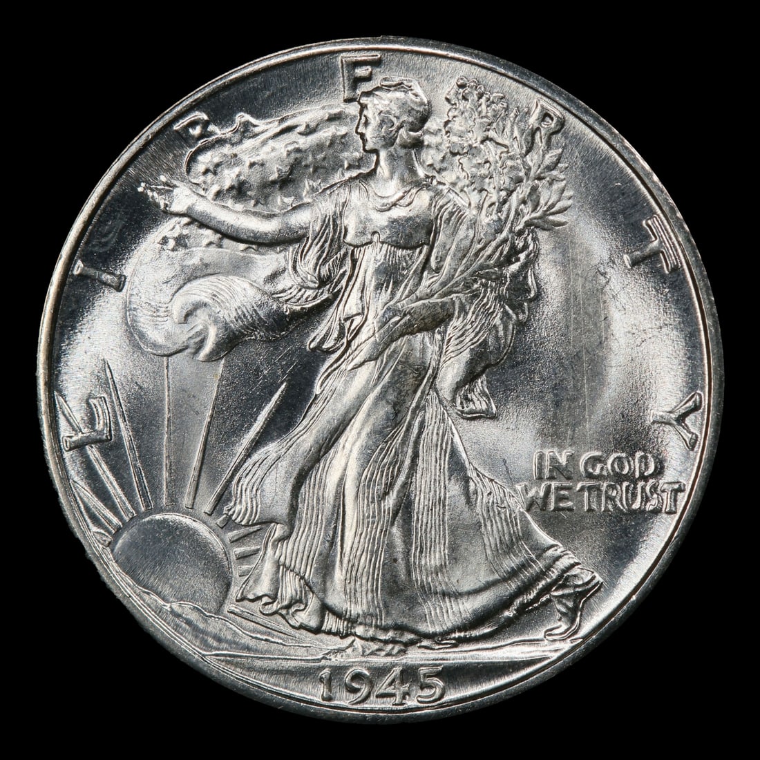 1945-d Walking Liberty Half Dollar Near Top Pop 50c ms67+ SEGS - 2