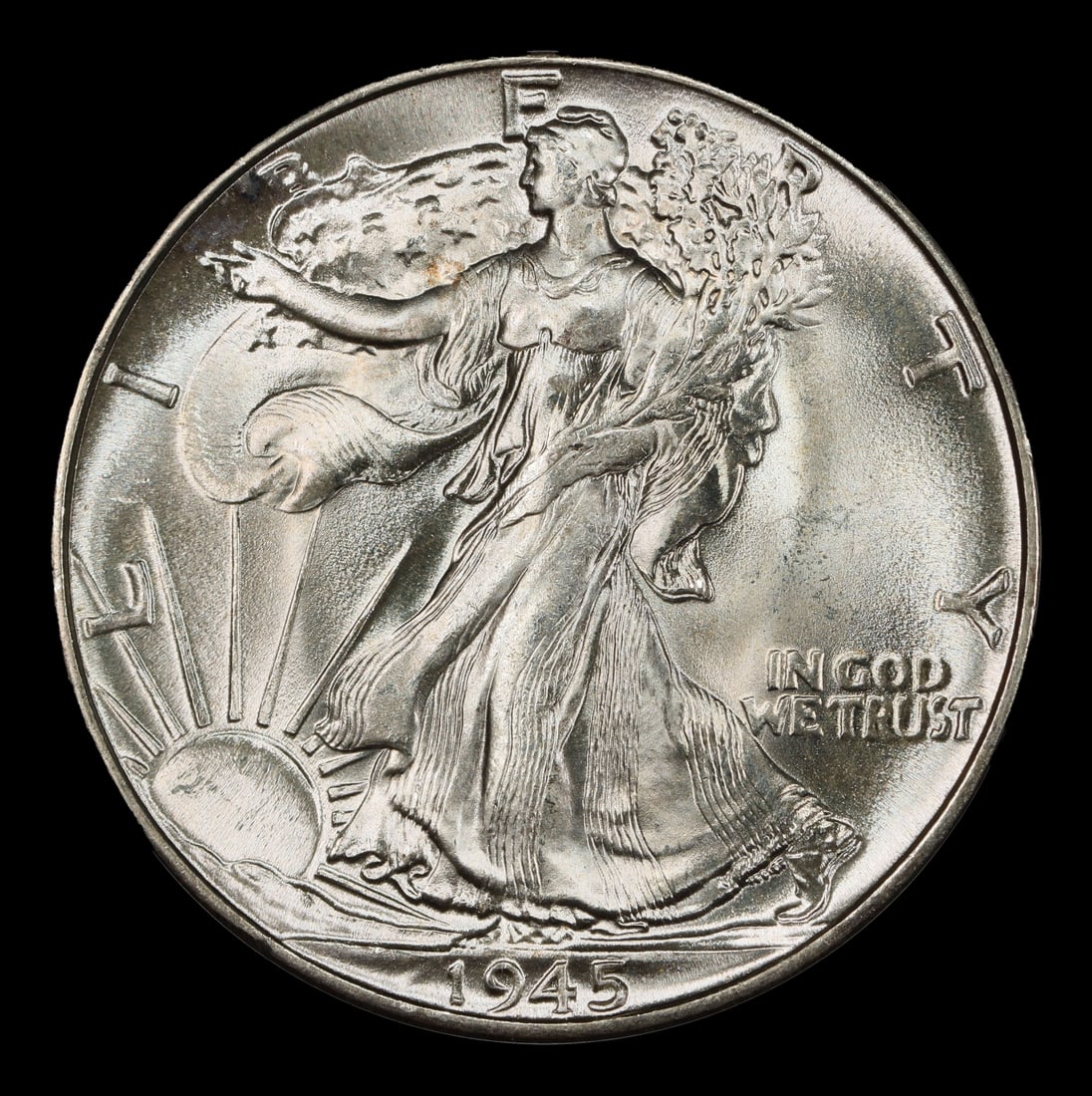 1945-p Walking Liberty Half Dollar Near Top Pop 50c ms67 SEGS - 2