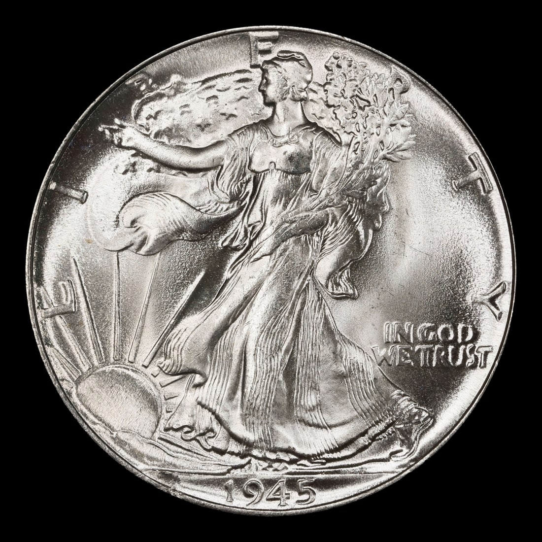 1945-p Walking Liberty Half Dollar Near Top Pop 50c ms67 SEGS - 2