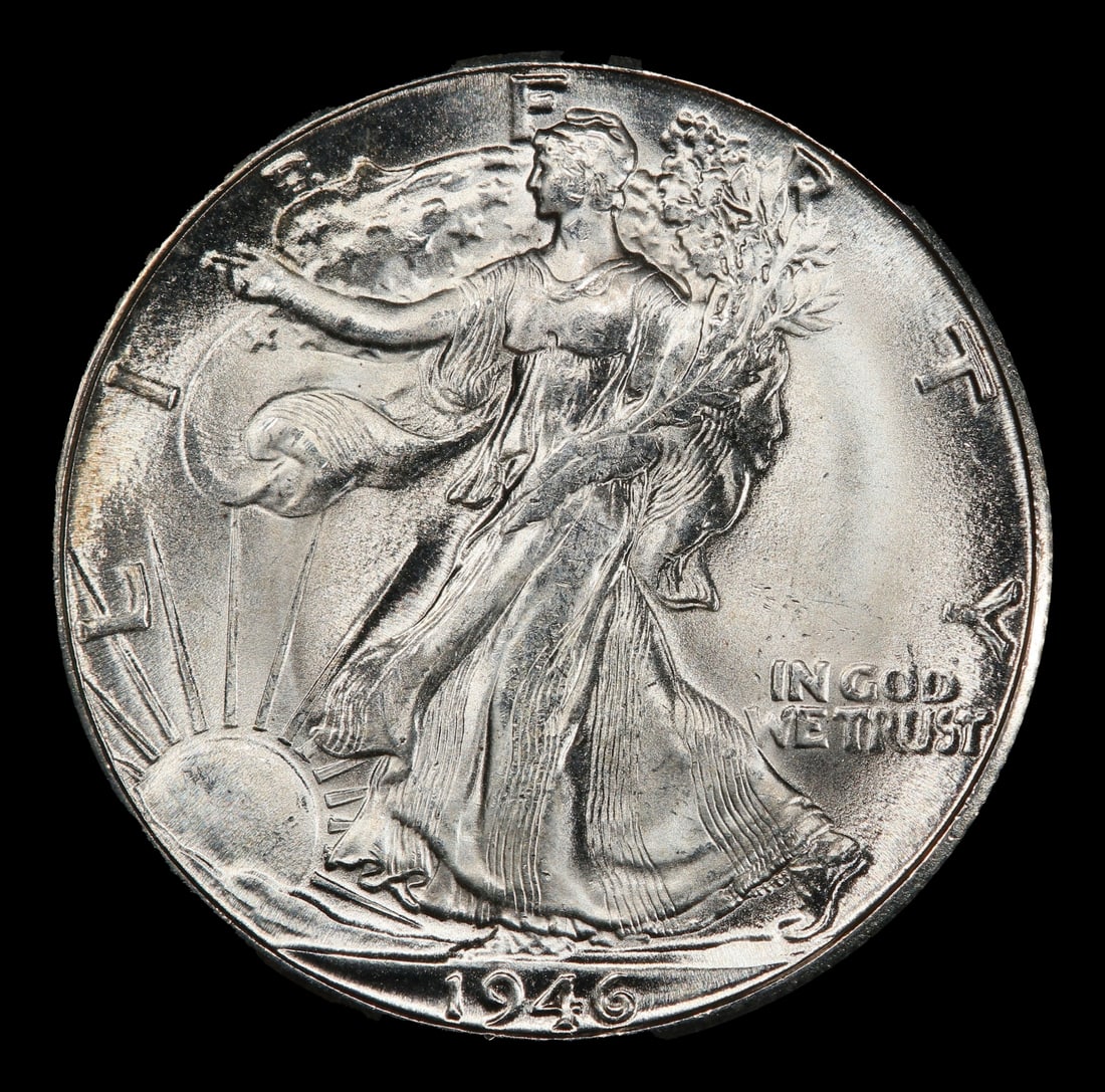 1946-d Walking Liberty Half Dollar Near Top Pop 50c ms67 SEGS - 2