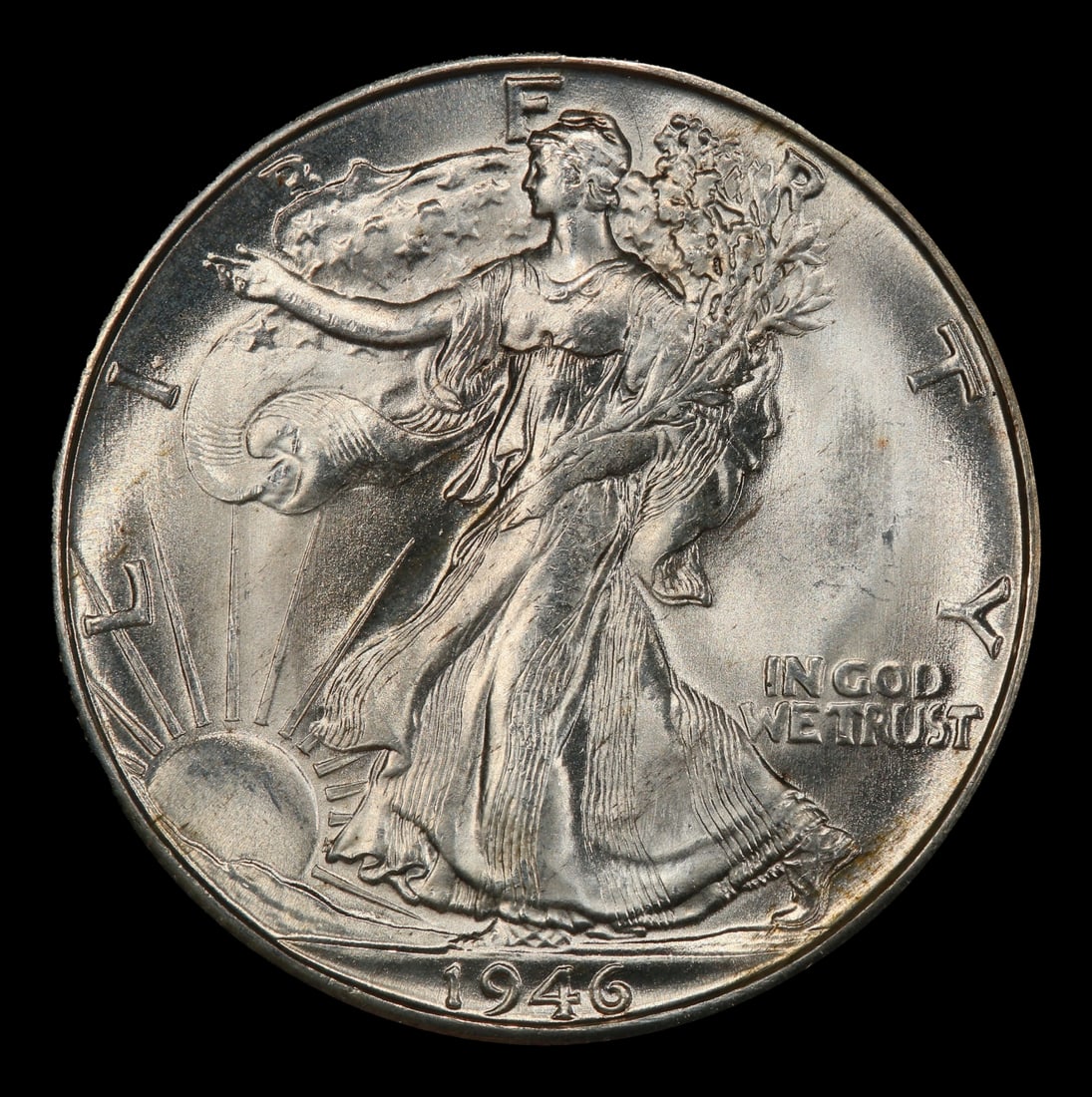 1946-d Walking Liberty Half Dollar Near Top Pop 50c ms67 SEGS - 2