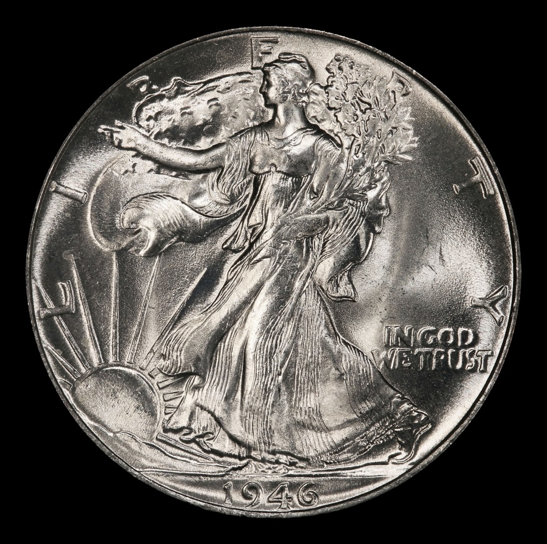 1946-p Walking Liberty Half Dollar Near Top Pop 50c ms67 SEGS - 2
