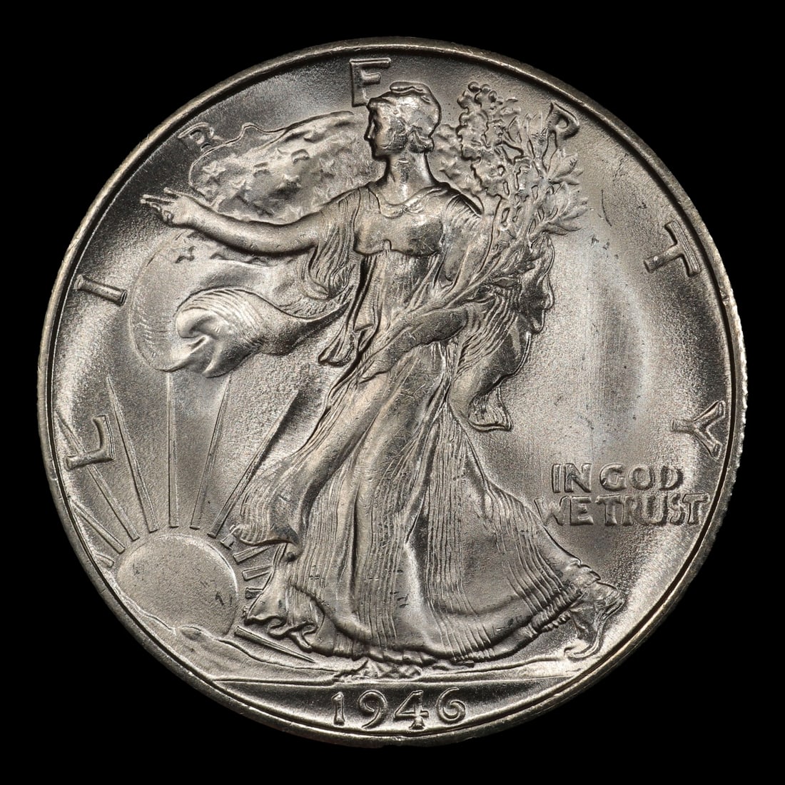 1946-s Walking Liberty Half Dollar Near Top Pop 50c ms66+ SEGS - 2