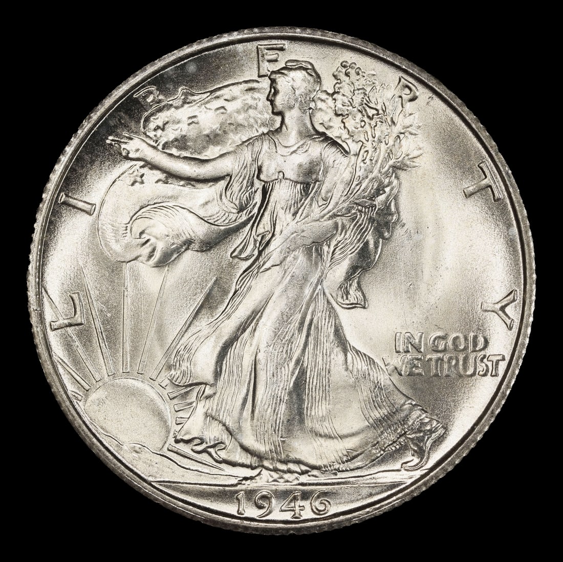 1946-s Walking Liberty Half Dollar Near Top Pop 50c ms66+ SEGS - 2
