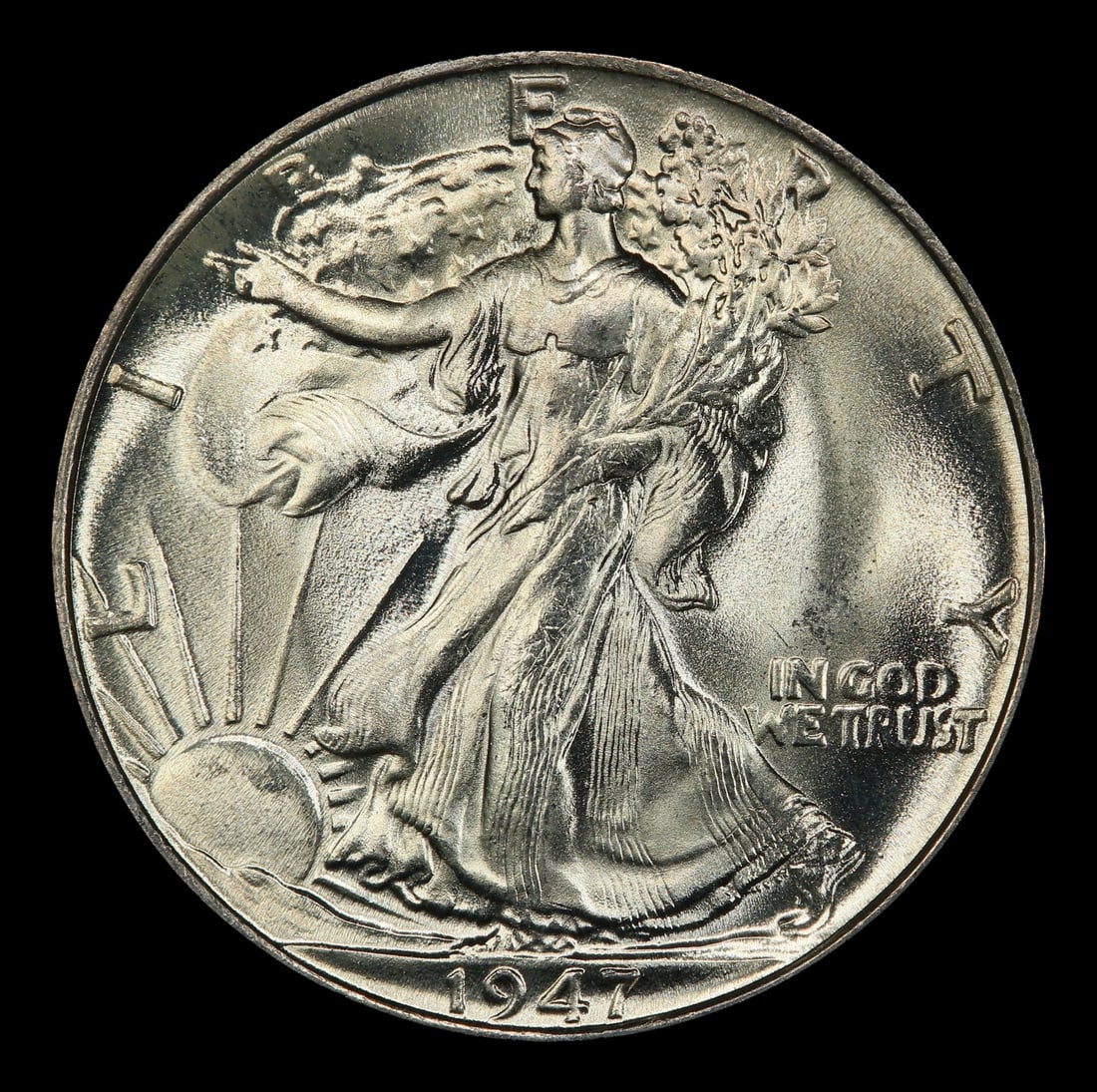 1947-p Walking Liberty Half Dollar Near Top Pop 50c ms67 SEGS - 2
