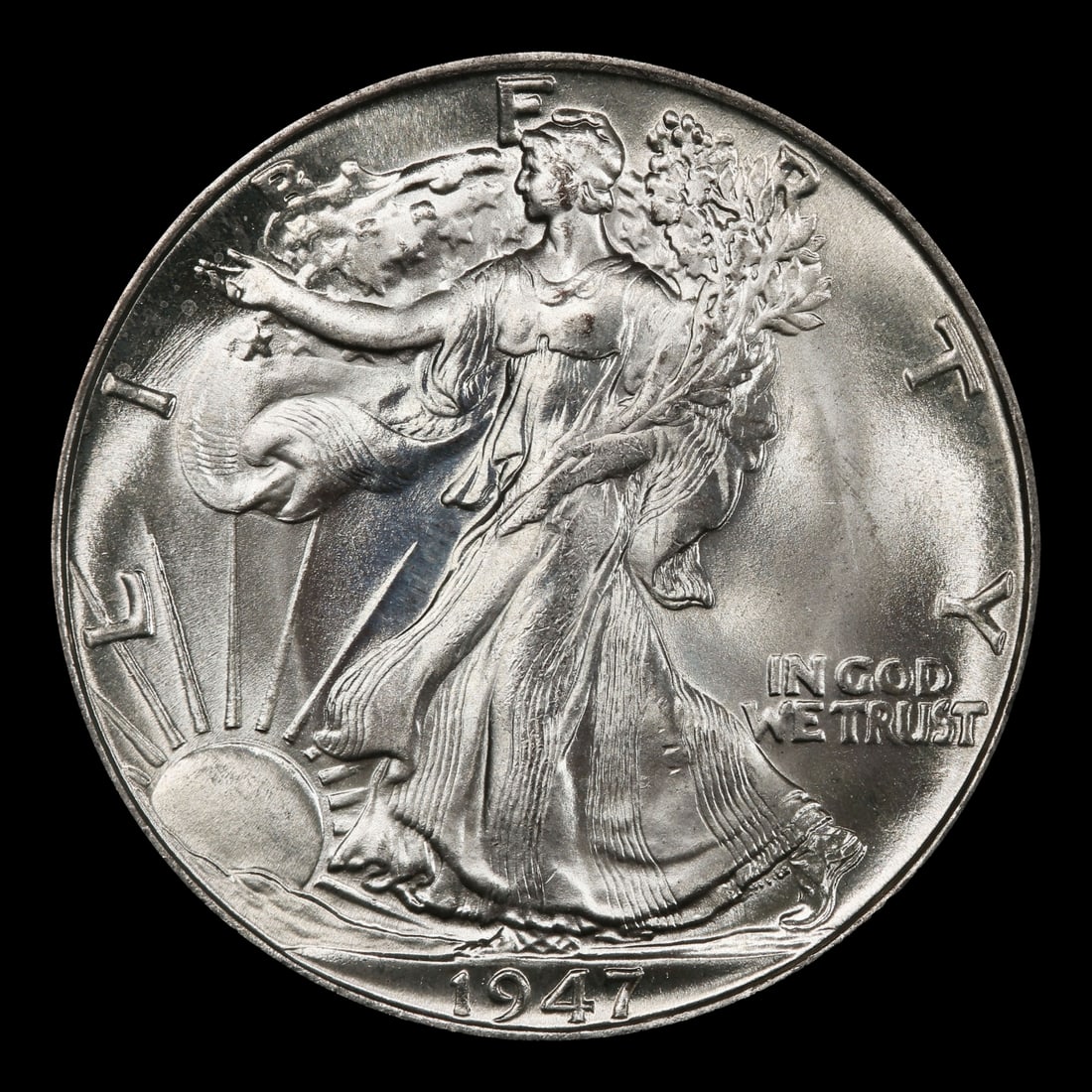 1947-p Walking Liberty Half Dollar Near Top Pop 50c ms67+ SEGS - 2
