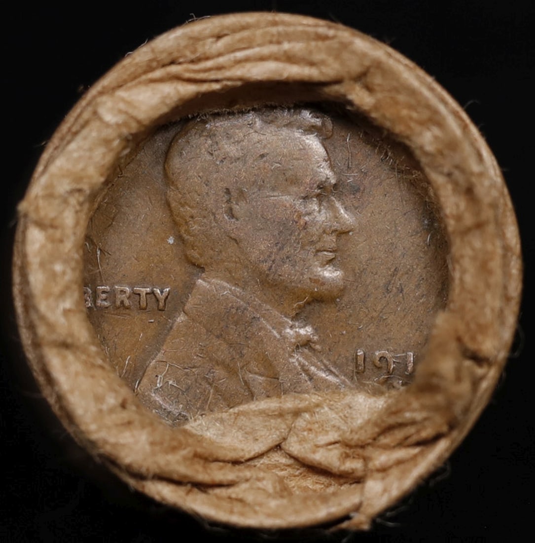 Lincoln Wheat Cent 1c Mixed Roll Orig Brandt McDonalds Wrapper, 1918-s end, Wheat other end - 2