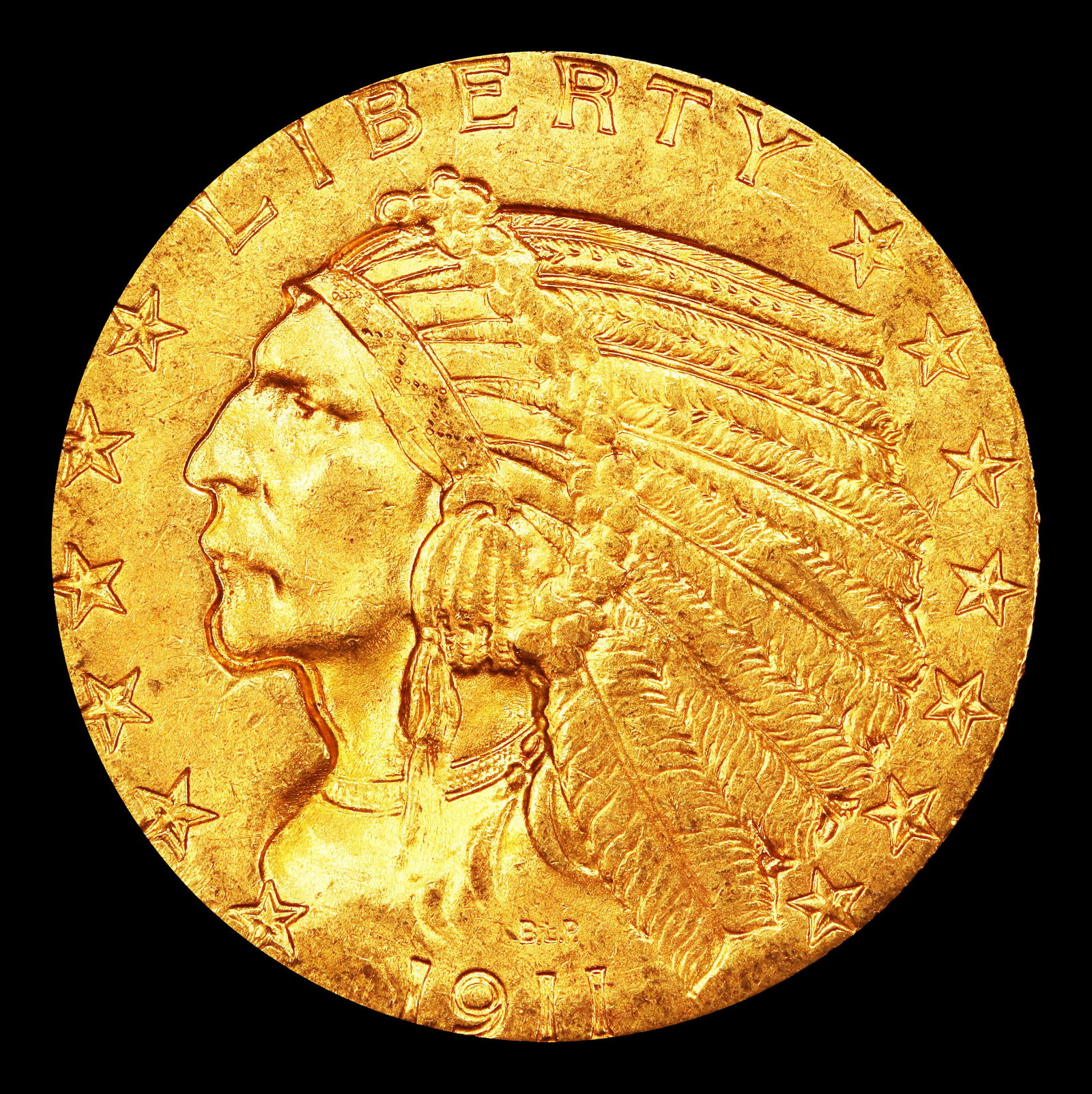 1911-s Gold Indian Half Eagle $5 ms63 USCG - 2