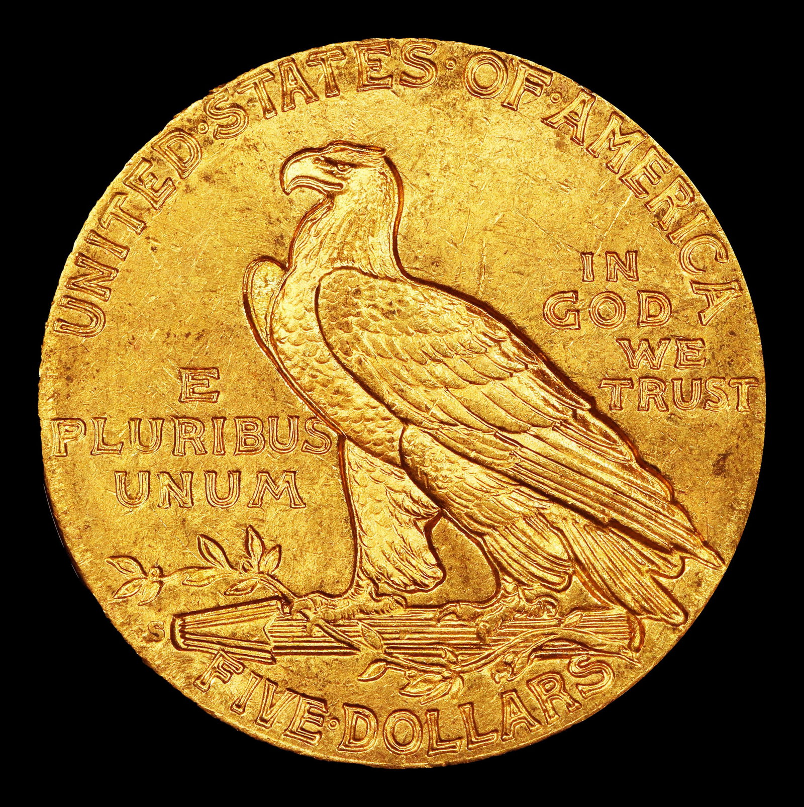 1911-s Gold Indian Half Eagle $5 ms63 USCG - 3
