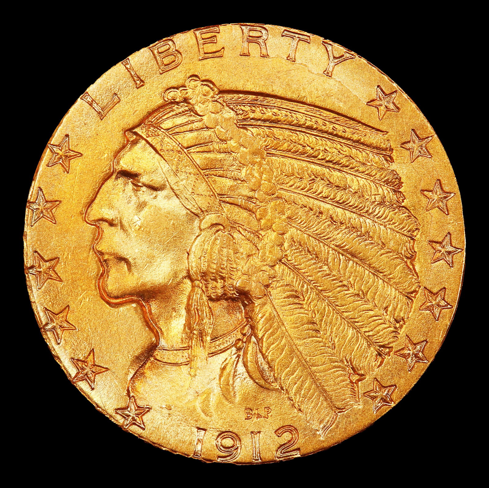 1912-p Gold Indian Half Eagle Near Top Pop! $5 ms65+ SEGS - 2