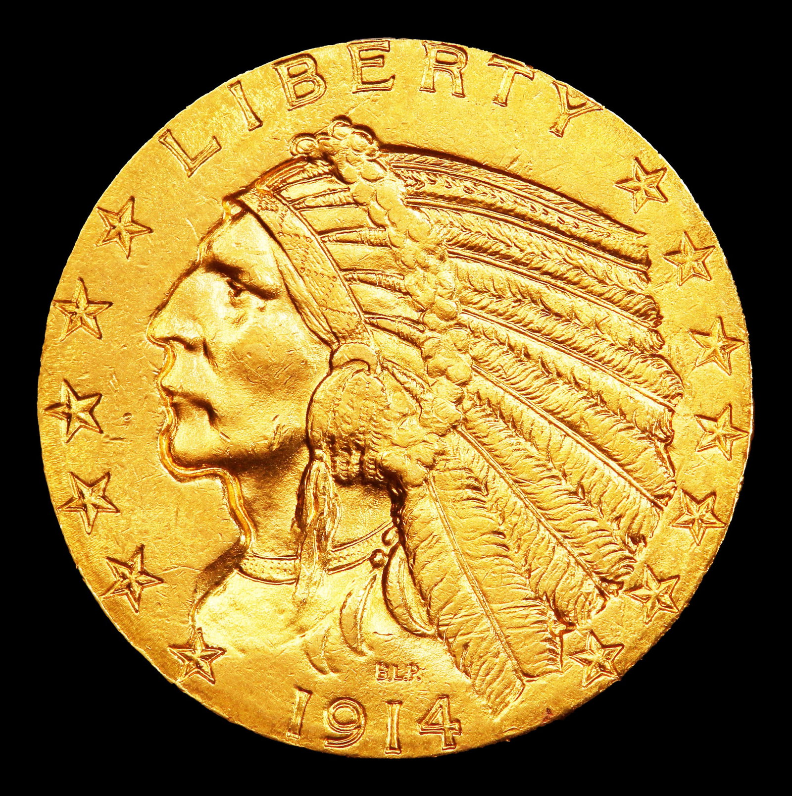 1914-s Gold Indian Half Eagle $5 ms62+ USCG - 2