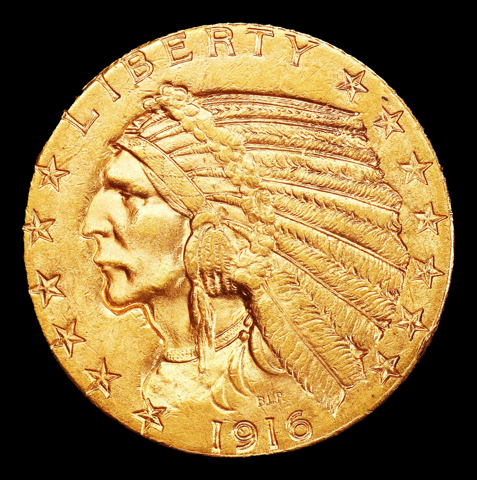 1916-s Gold Indian Half Eagle $5 ms64+ SEGS - 2
