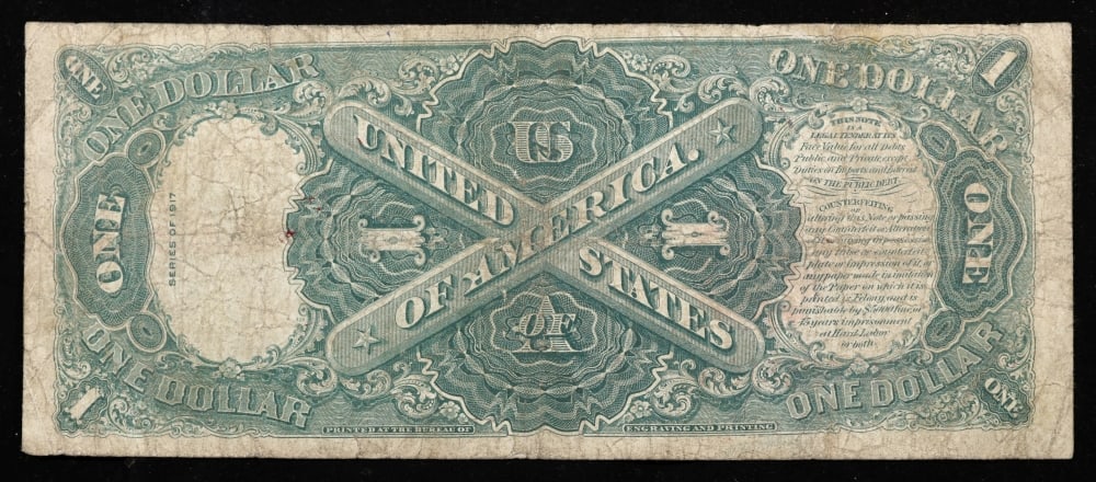 1917 $1 Large Size Legal Tender Note Grades vf, very fine Signatures Speelman/White - 3
