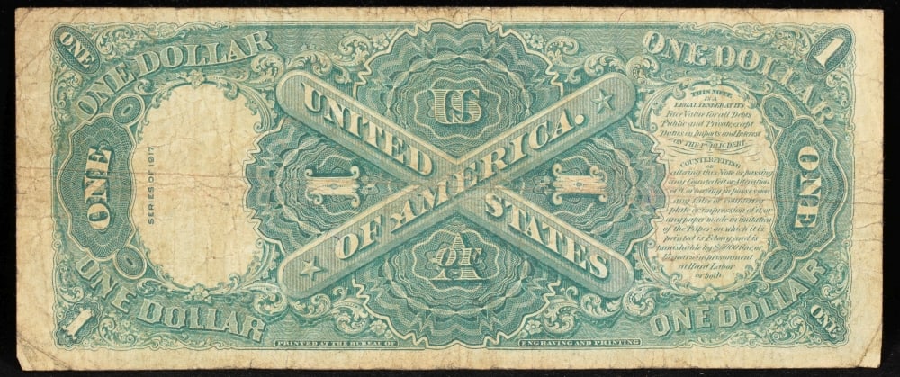 1917 $1 Large Size Legal Tender Note Grades vf++ Signatures Speelman/White - 3