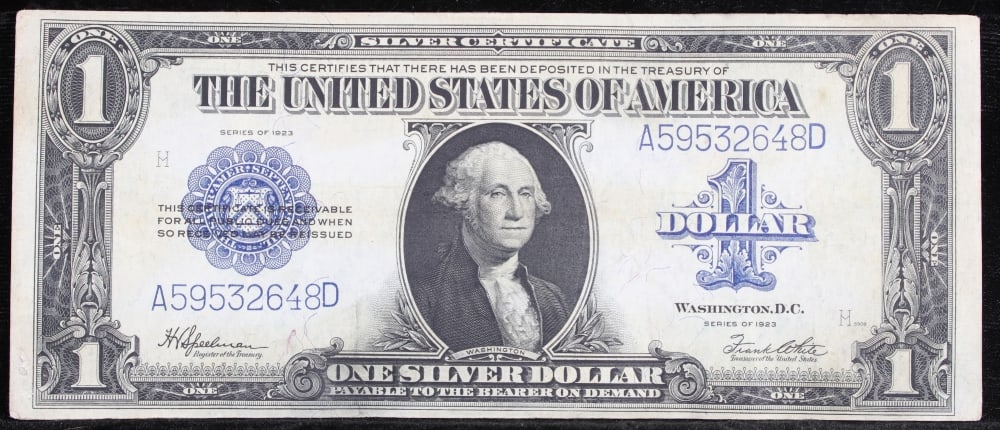 1923 $1 large size Silver Certificate Grades Select AU Signatures Speelman/White - 2