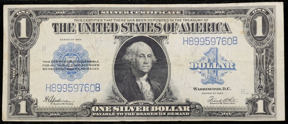 1923 $1 large size Silver Certificate Grades Select AU Signatures Speelman/White - 2