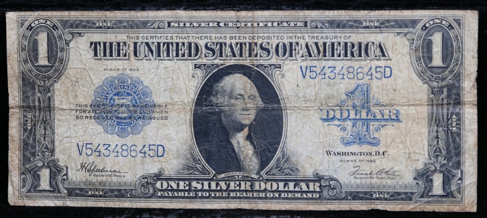 1923 $1 large size Silver Certificate Grades vf+ Signatures Speelman/White - 2