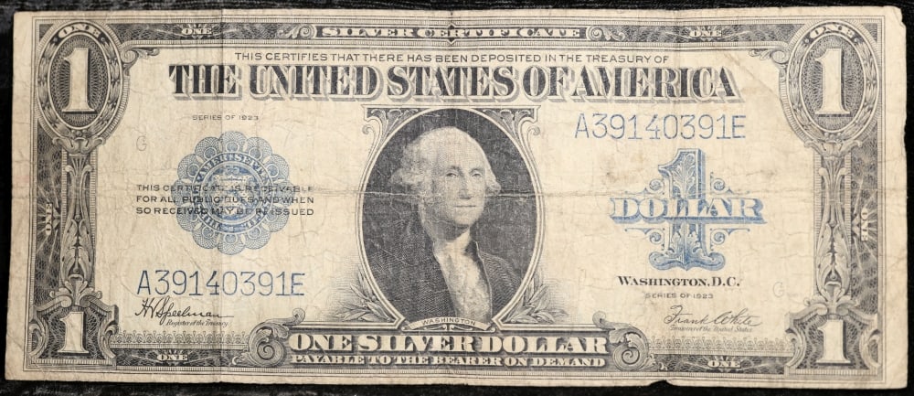 1923 $1 large size Silver Certificate Grades vf+ Signatures Speelman/White - 2