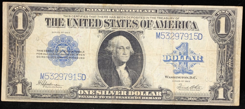 1923 $1 large size Silver Certificate Grades vf++ Signatures Speelman/White - 2