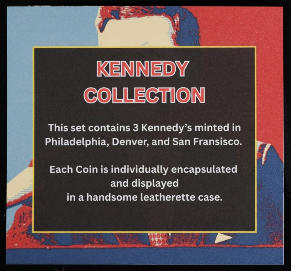 Complete 3 PC. 1978 Kennedy Half Dollar 50c set In Custom Box W/ Special Backer Card BU & Proof C... - 7