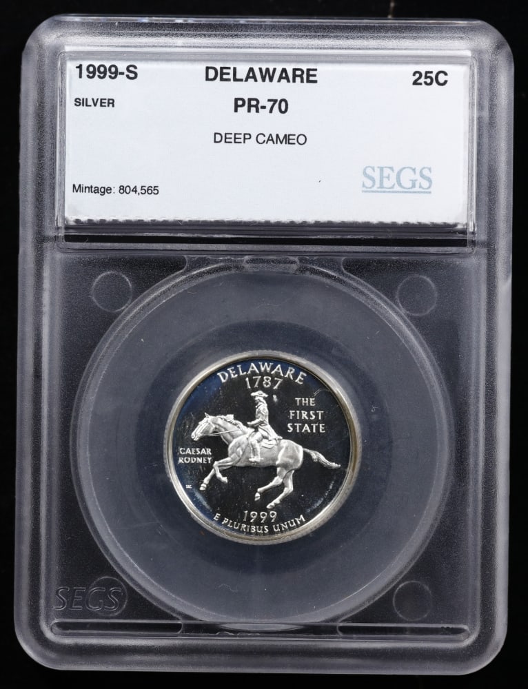Rare 1999 US Silver Proof Set Graded pr70 DCAM By SEGS about 1.5 oz of pure silver KEY TO THE SER... - 6