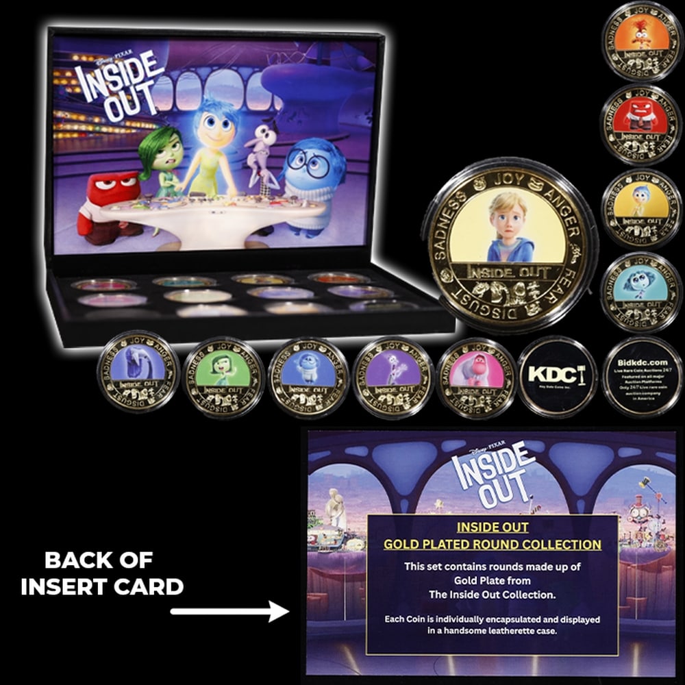 10 Coin Disney Pixar Inside Out Gold Plated Round Collection - 4