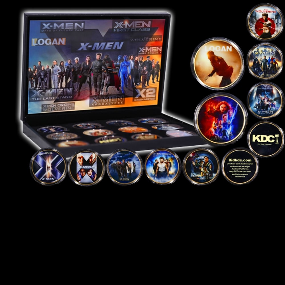 12 Coin Complete X-Men Movie Gold Plated Round Collection In Custom Box W/ Special Backer Card - 5