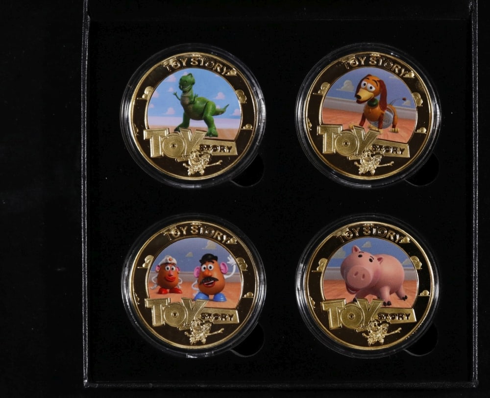 4 Coin Toy Story Gold Plated Round Collection In Custom Box W/ Special Backer card - 3