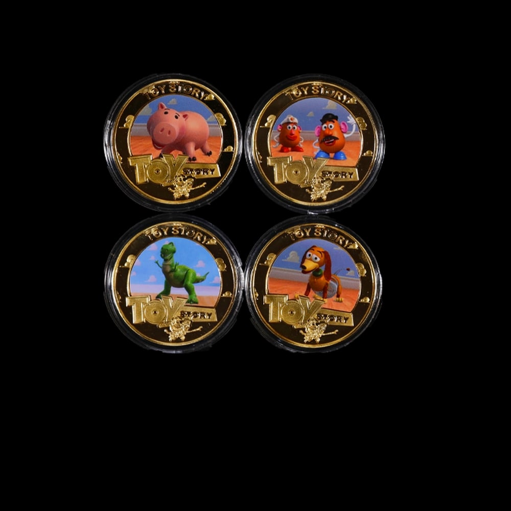 4 Coin Toy Story Gold Plated Round Collection In Custom Box W/ Special Backer card - 4