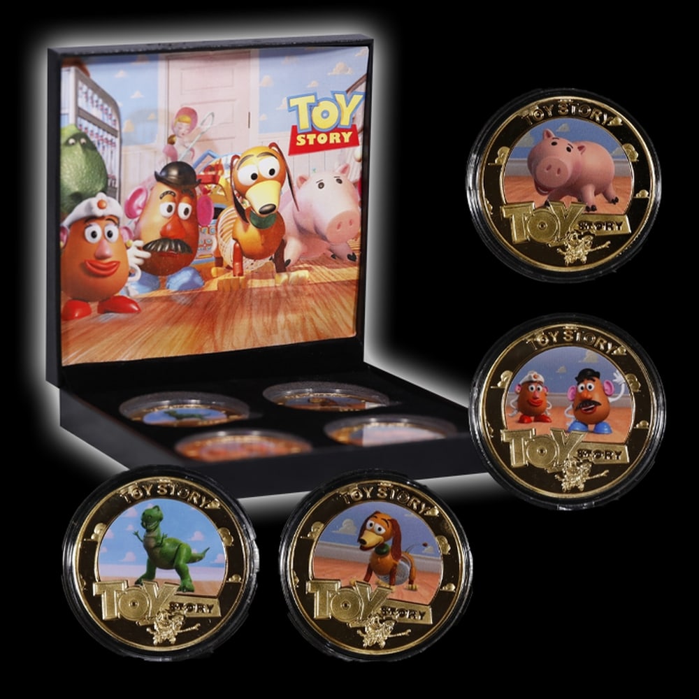 4 Coin Toy Story Gold Plated Round Collection In Custom Box W/ Special Backer card - 5