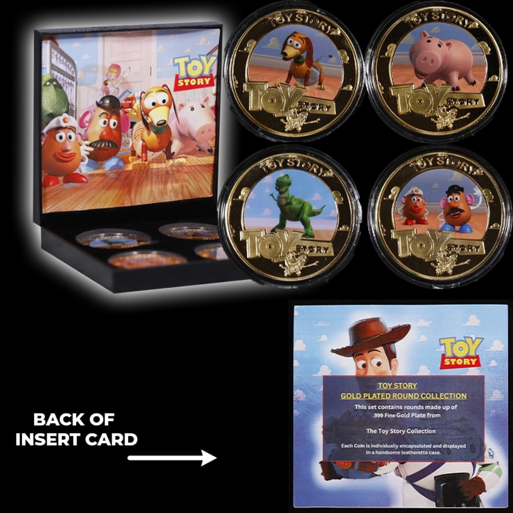 4 Coin Toy Story Gold Plated Round Collection In Custom Box W/ Special Backer card - 6