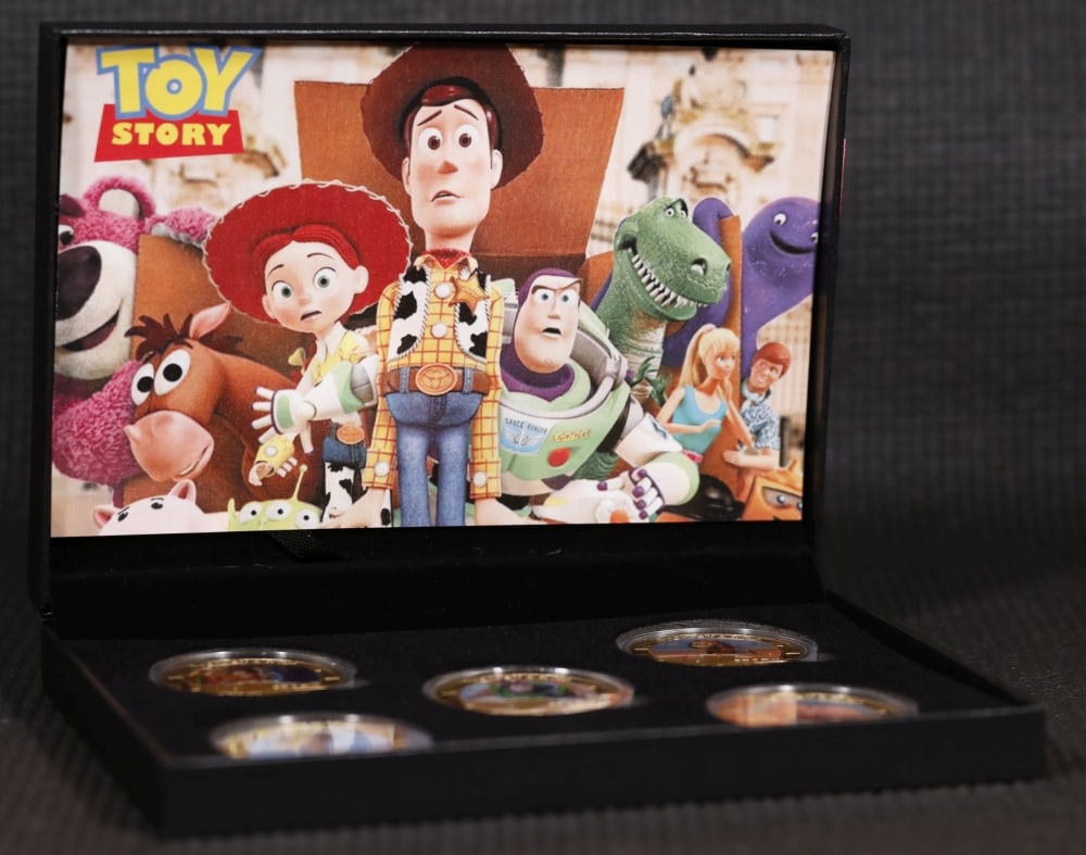 5 Coin Toy Story B Gold Plated Round Collection In Custom Box W/ Special Backer card - 2